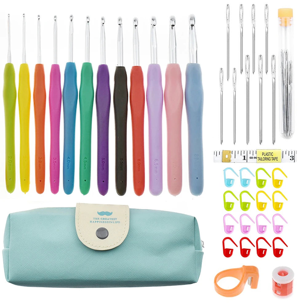Crochet Hook Kit with Soft Handle & Storage Bag