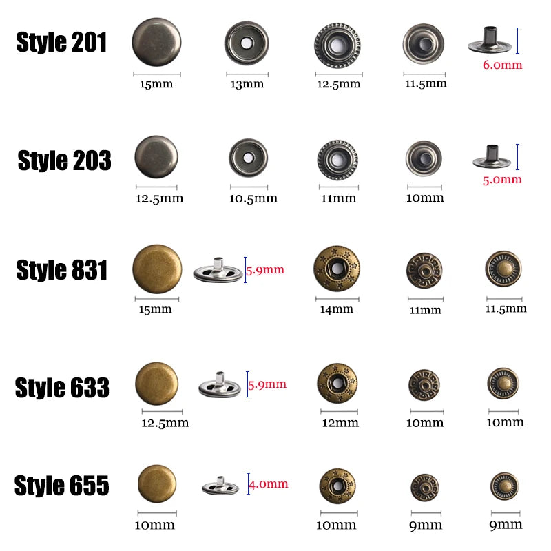 Metal Snap Fastener Button Kit with Installation Pliers
