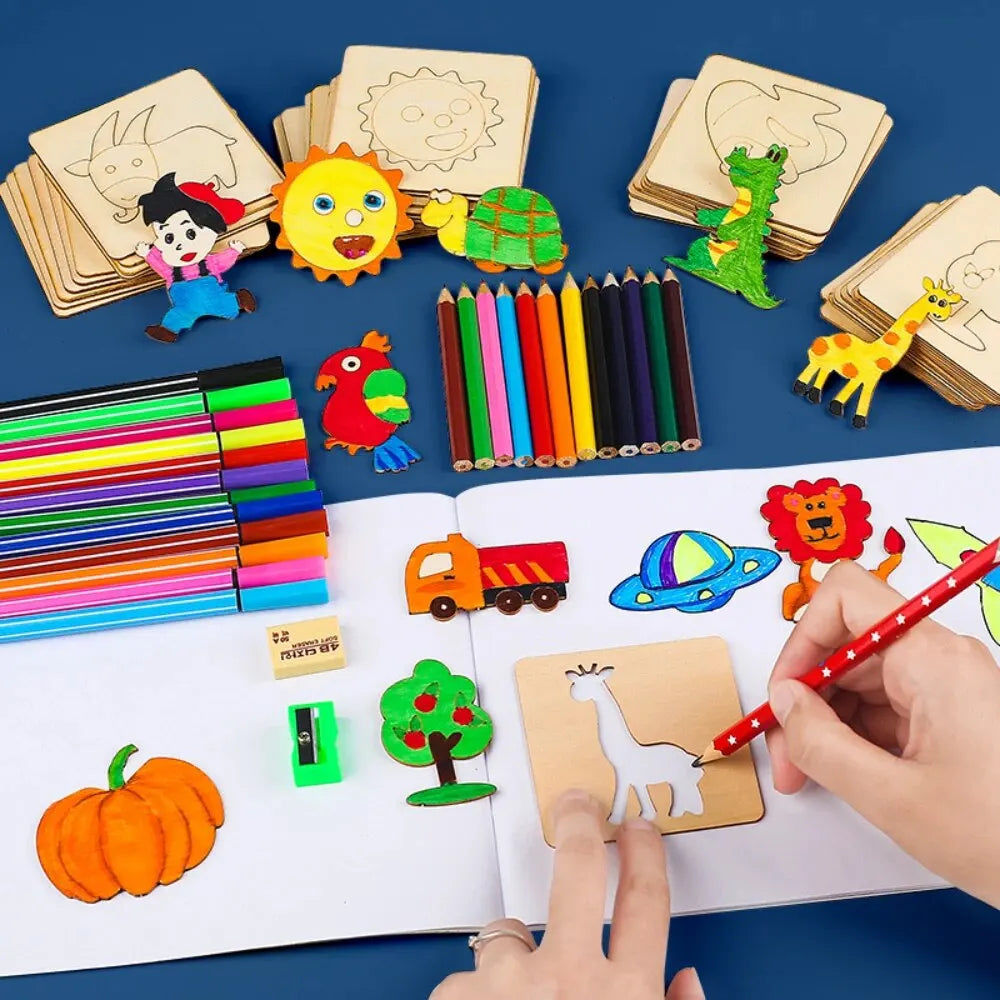 20pcs Montessori Wooden Drawing Stencils for Kids