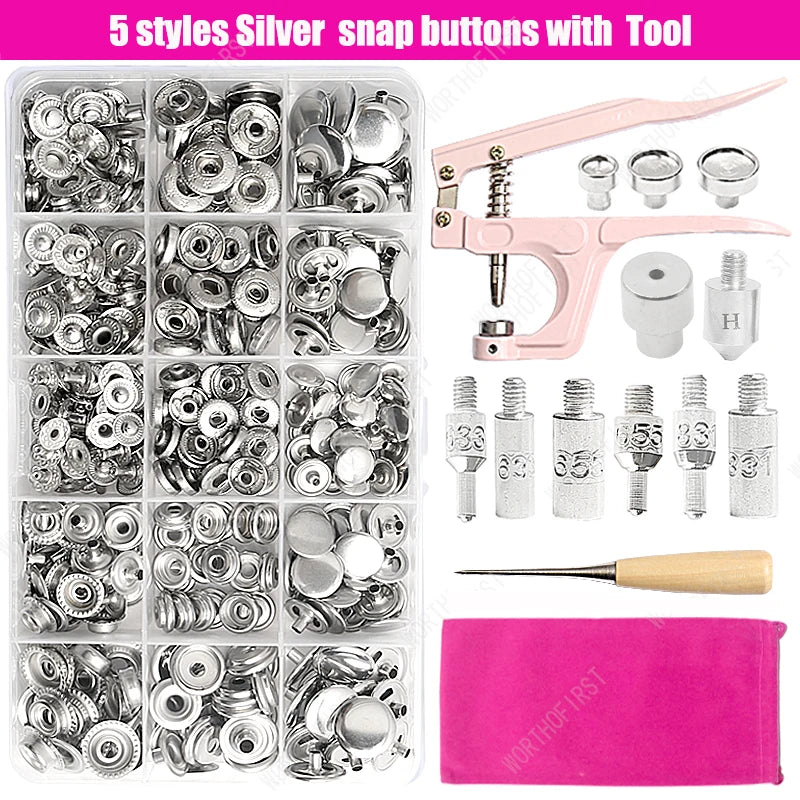 Metal Snap Fastener Button Kit with Installation Pliers