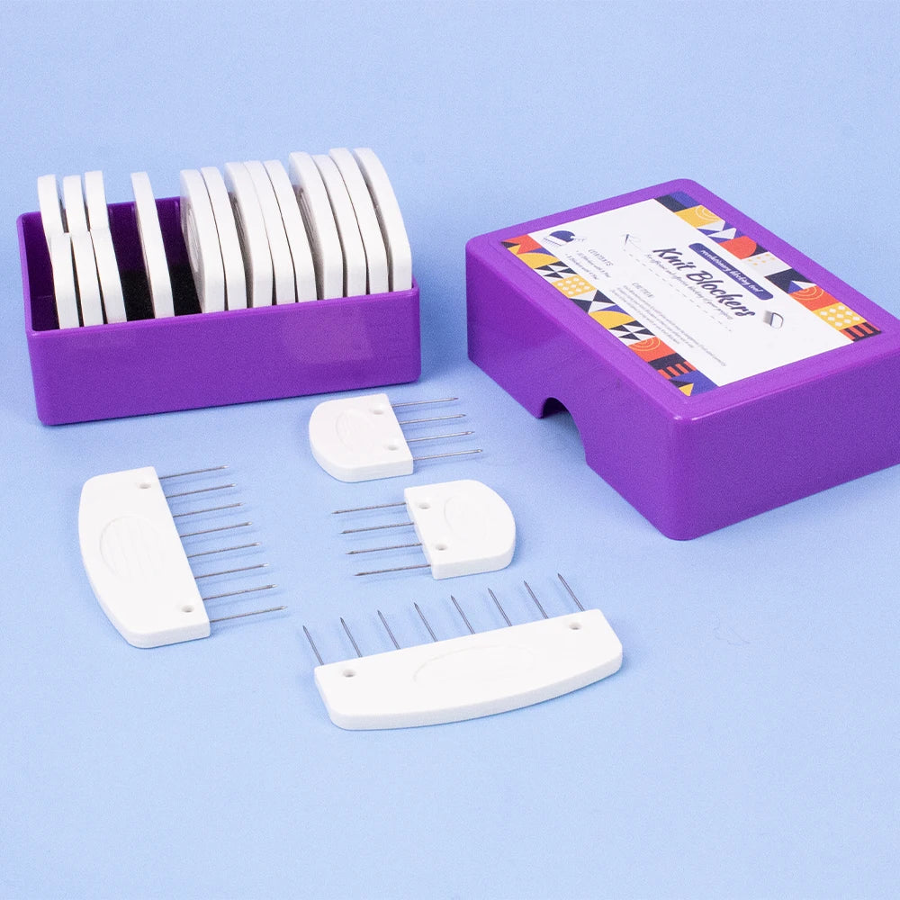20pcs Stainless Steel Knitting Blockers Set with Combs & Mats