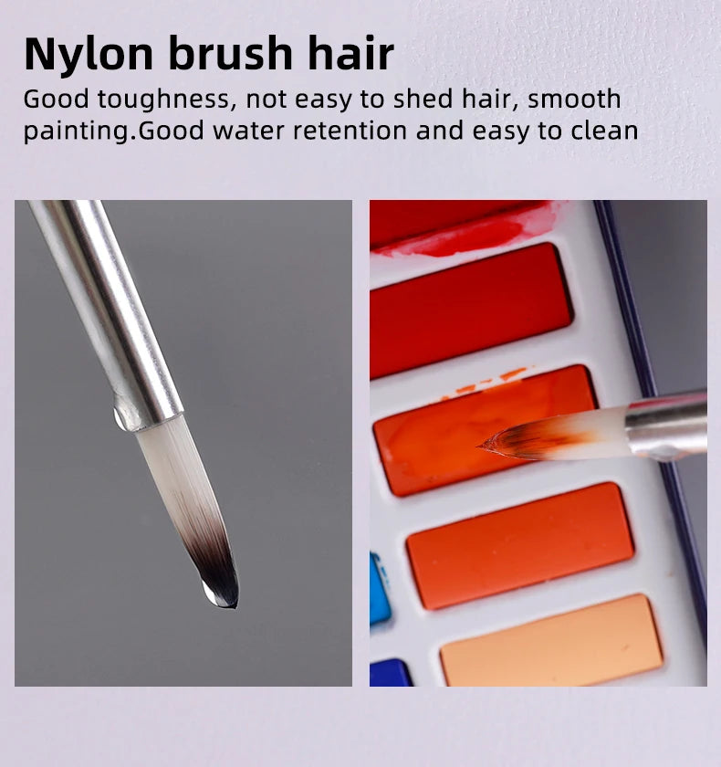 Nylon Brush Set for Watercolor, Oil, & Acrylic Painting