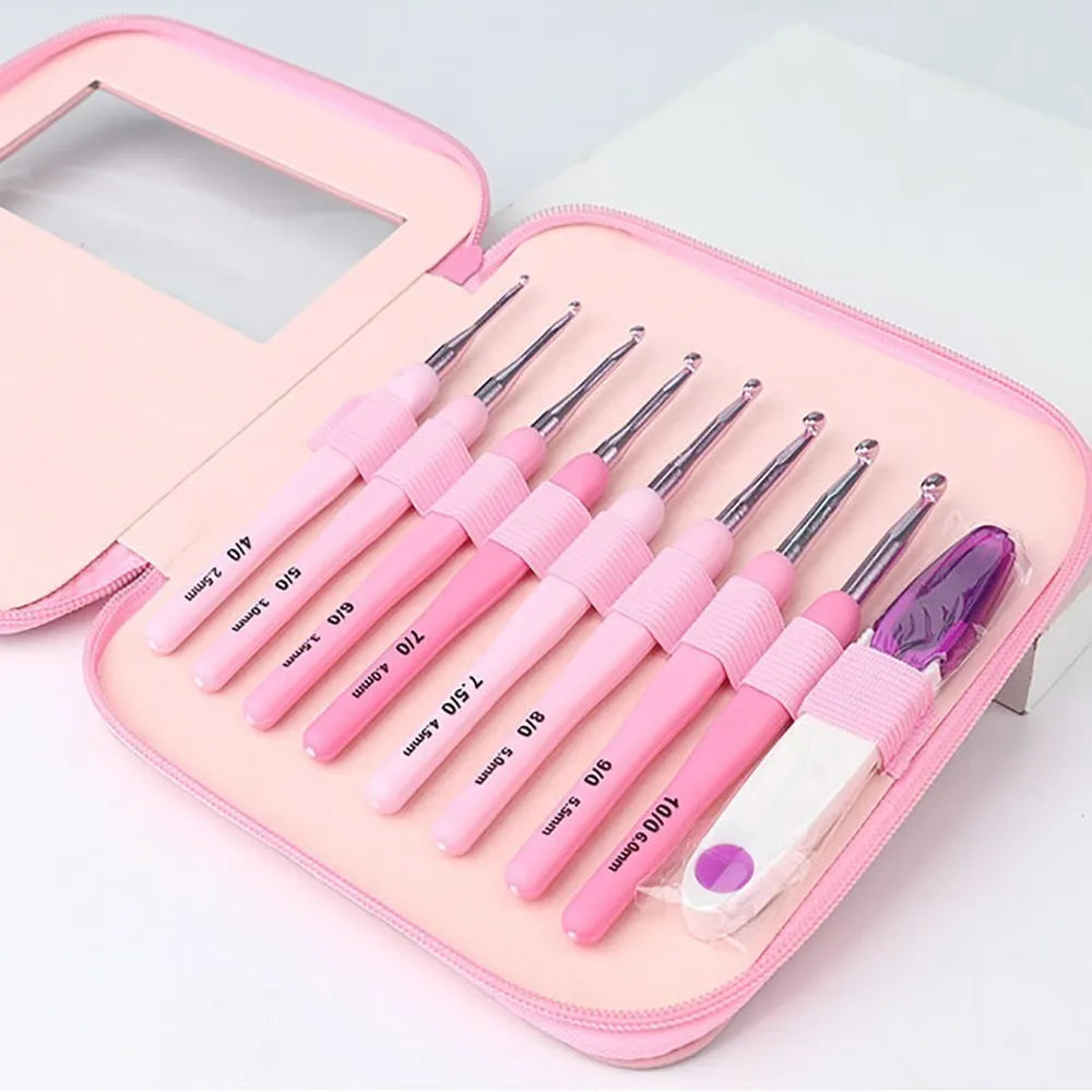 9pcs Ergonomic Crochet Hook Set 2.5-6mm for DIY Crafts