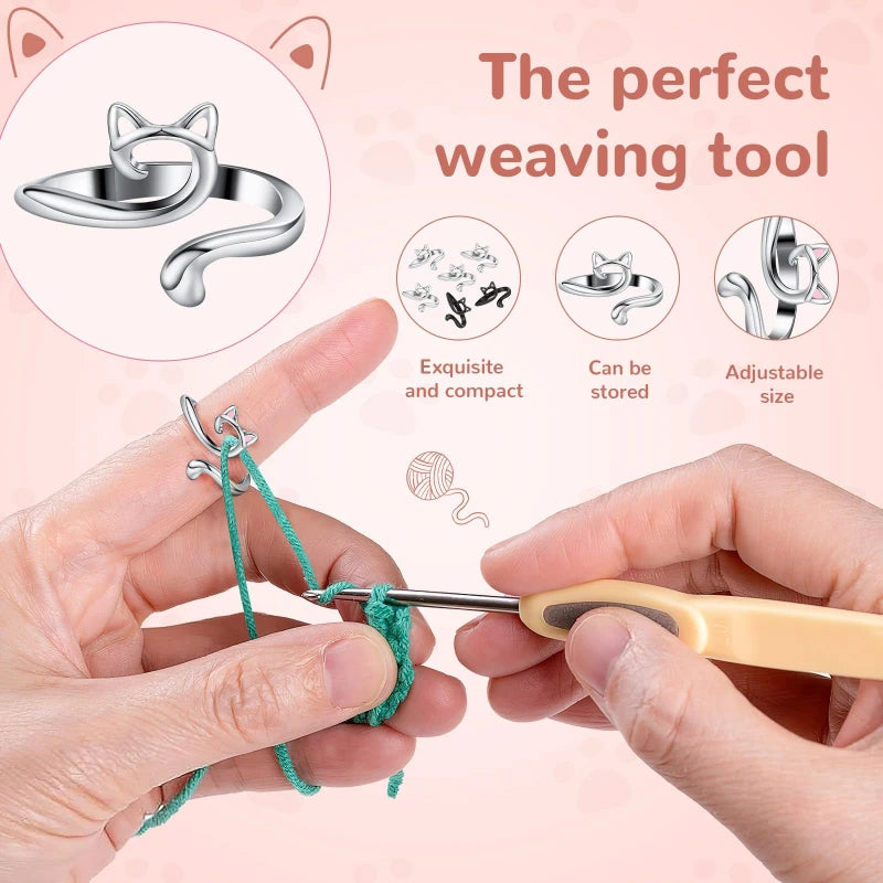 2pcs Adjustable Yarn Guide Finger Rings for Knitting & Crochet