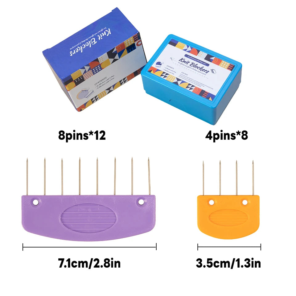 20pcs Stainless Steel Knitting Blockers Set with Combs & Mats