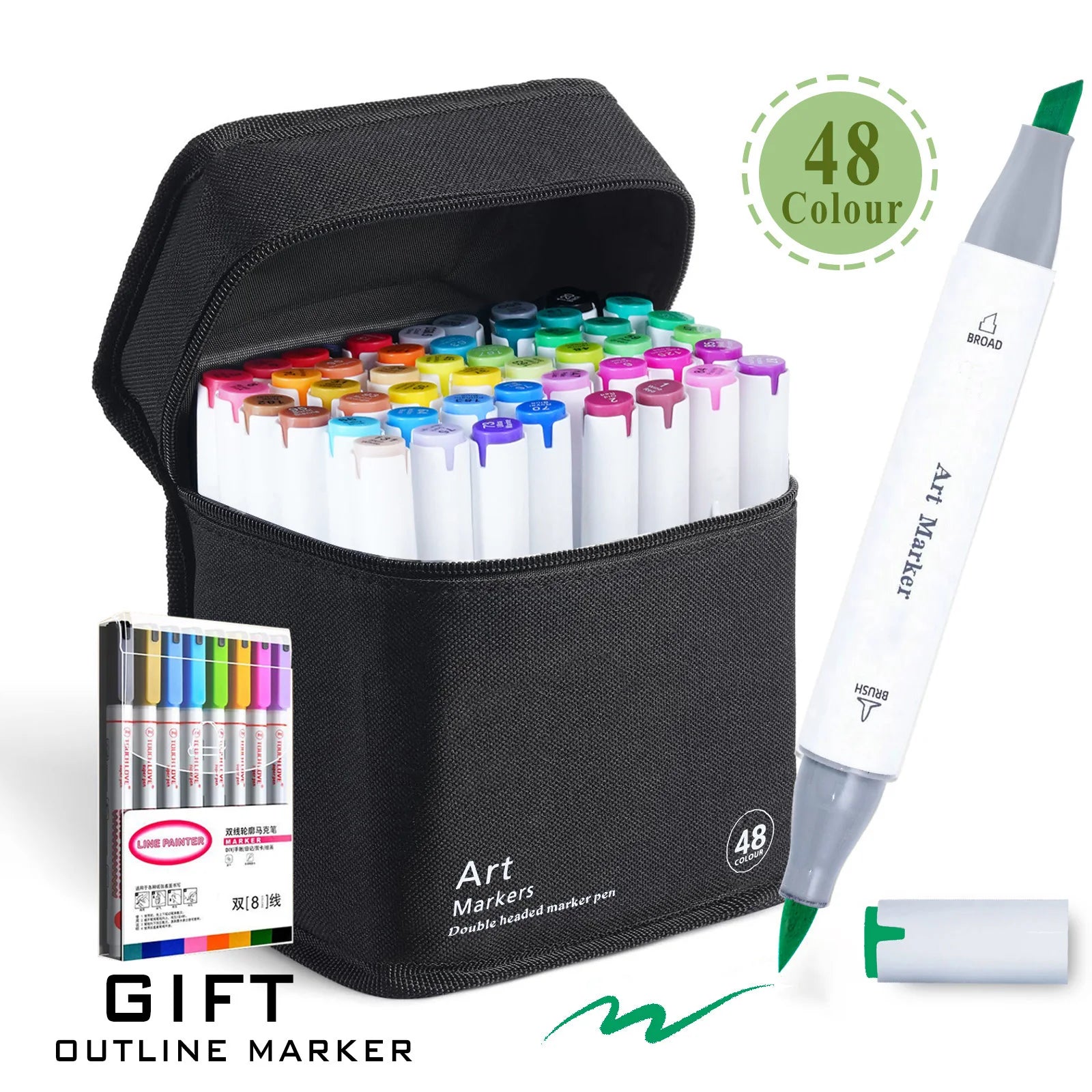 Dual Tip Brush & Chisel Permanent Marker Set – 48/60/80/120 Colors