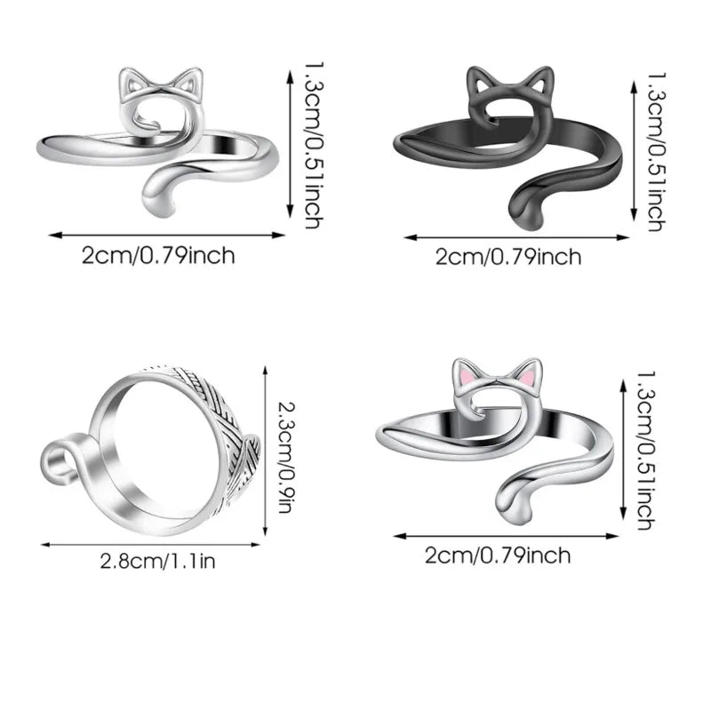 2pcs Adjustable Yarn Guide Finger Rings for Knitting & Crochet