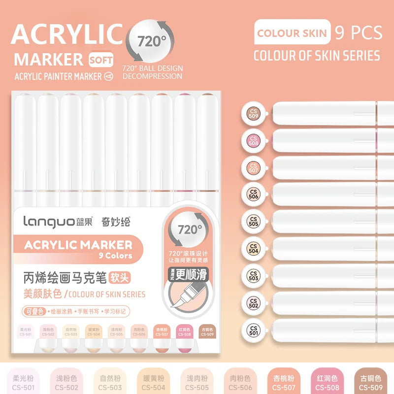9-Color Acrylic Paint Marker Pen Set – DIY Art & Graffiti