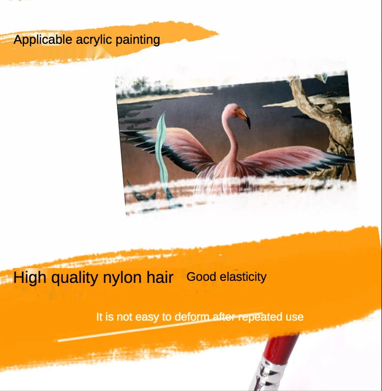 12pcs Two-Color Nylon Flat Paint Brushes – Watercolor & Oil