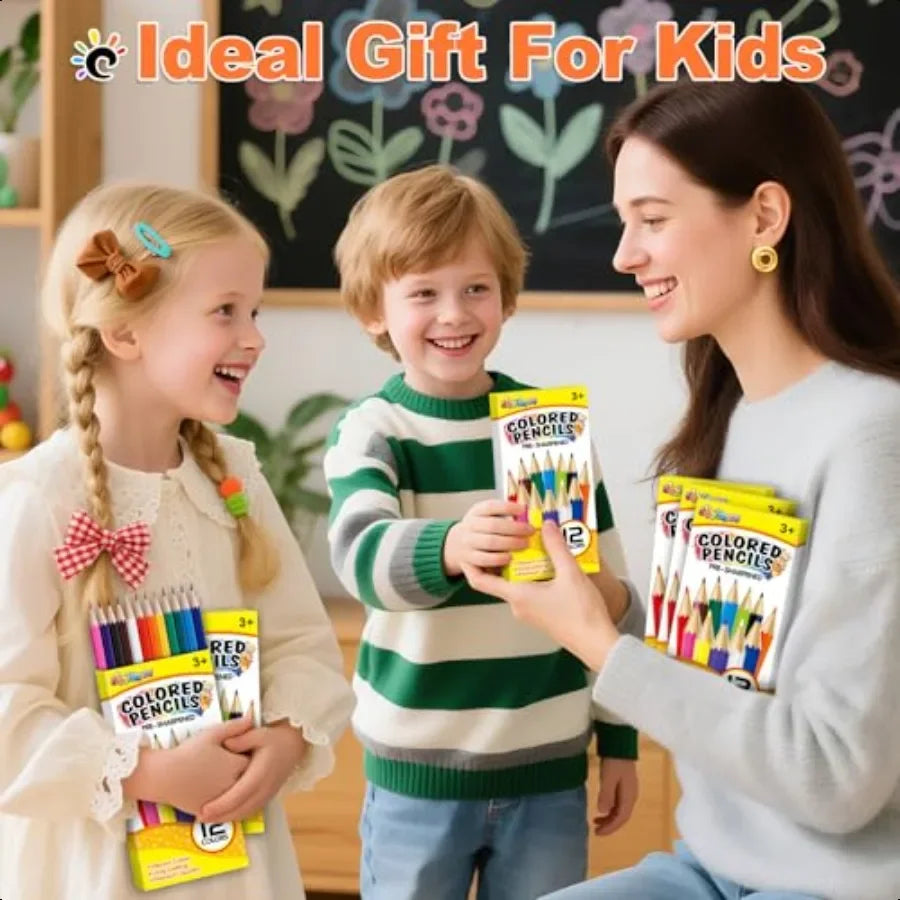 432pcs Pre-Sharpened Colored Pencils – 32 Packs, 12 Colors Each